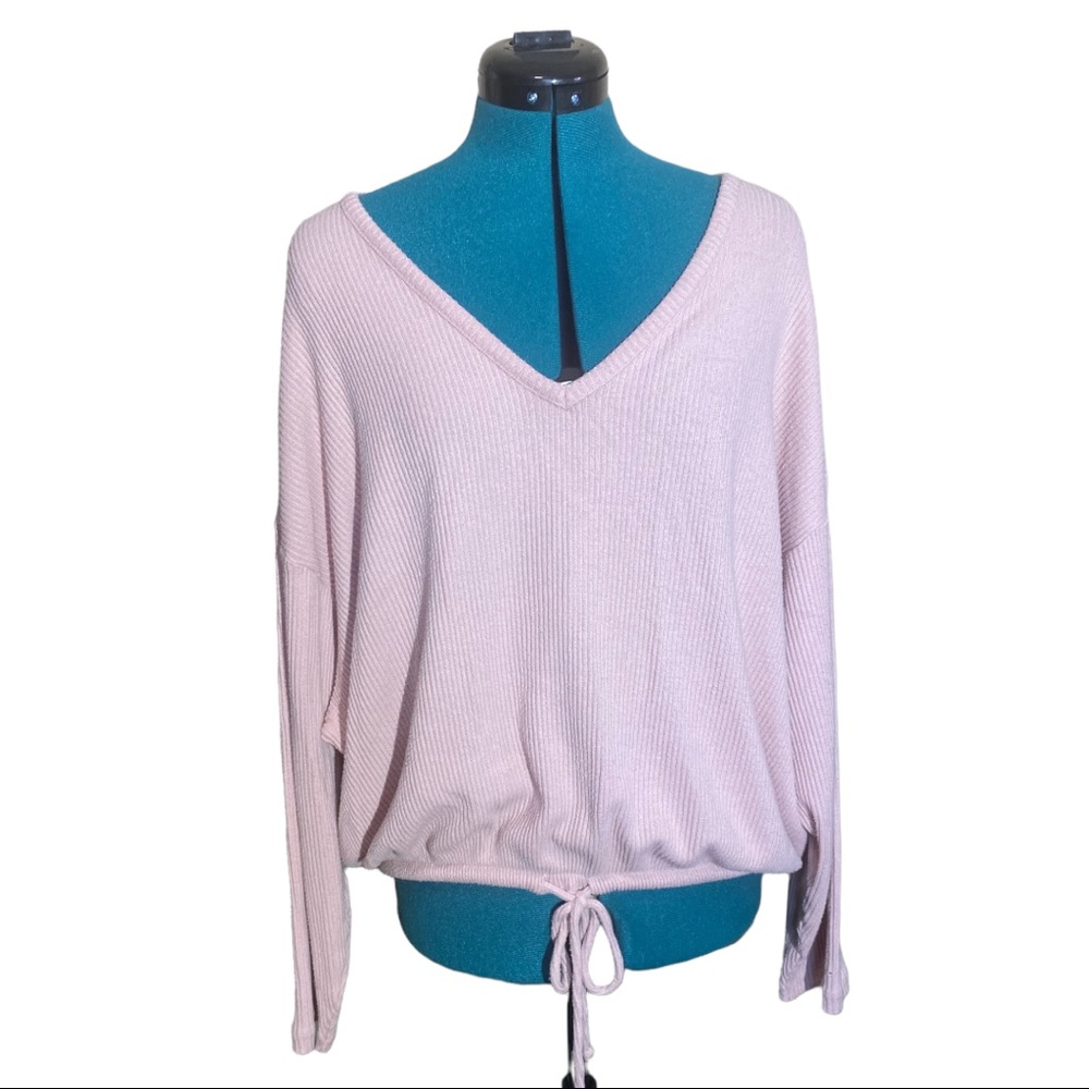 L.O.G.G. by H&M Light Pink Dolman Sleeve Cinched Waist Sweater